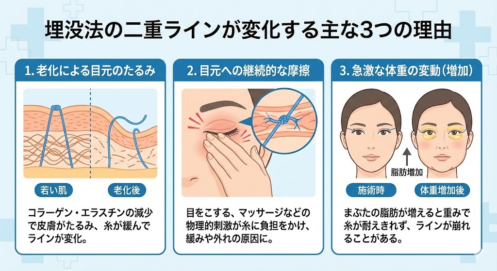 二重埋没法の二重ラインが変化する主な理由