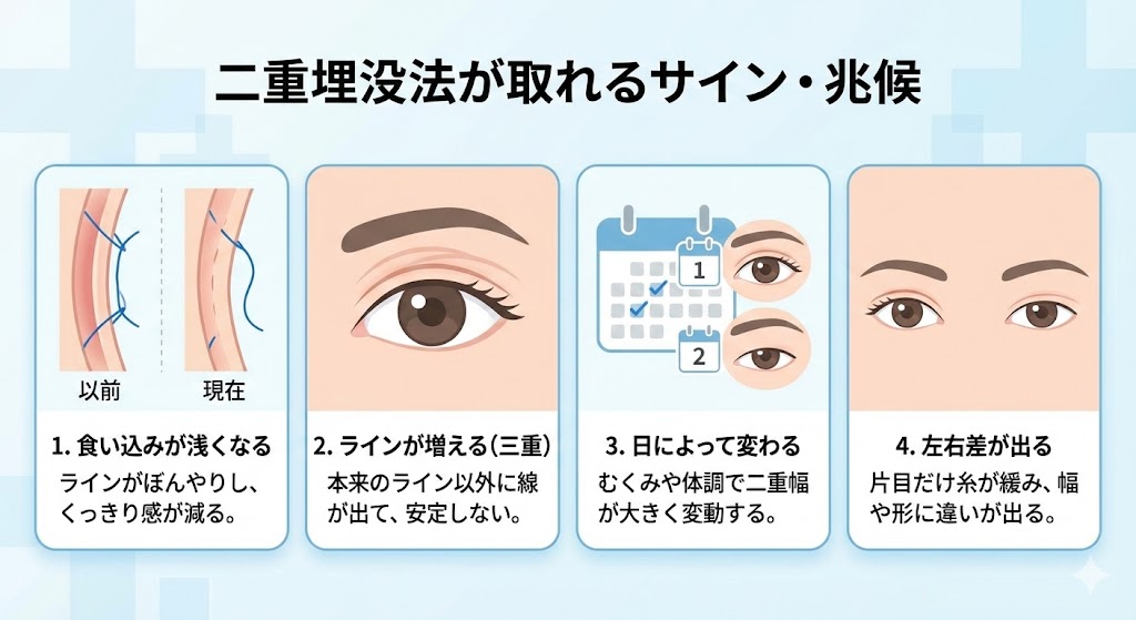 二重埋没法が取れるサイン・兆候