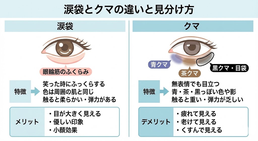 涙袋とクマの違いと見分け方
