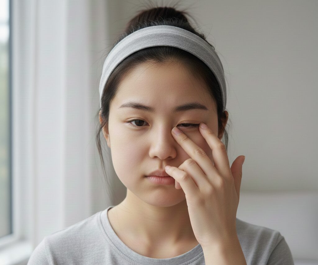 顔がむくんでいる女性