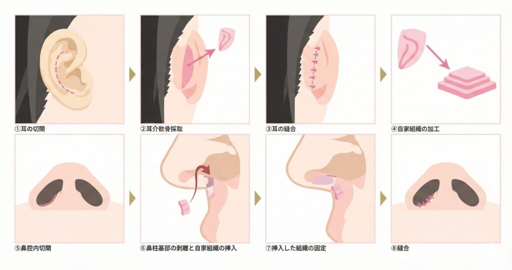 耳の切除から縫合までの説明画像