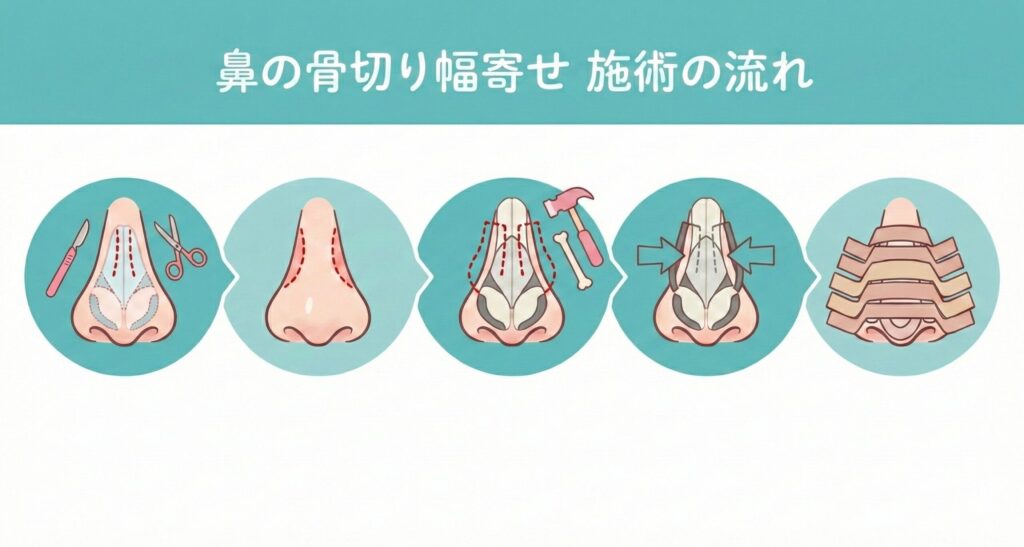 骨切り幅寄せの施術の流れイメージ
